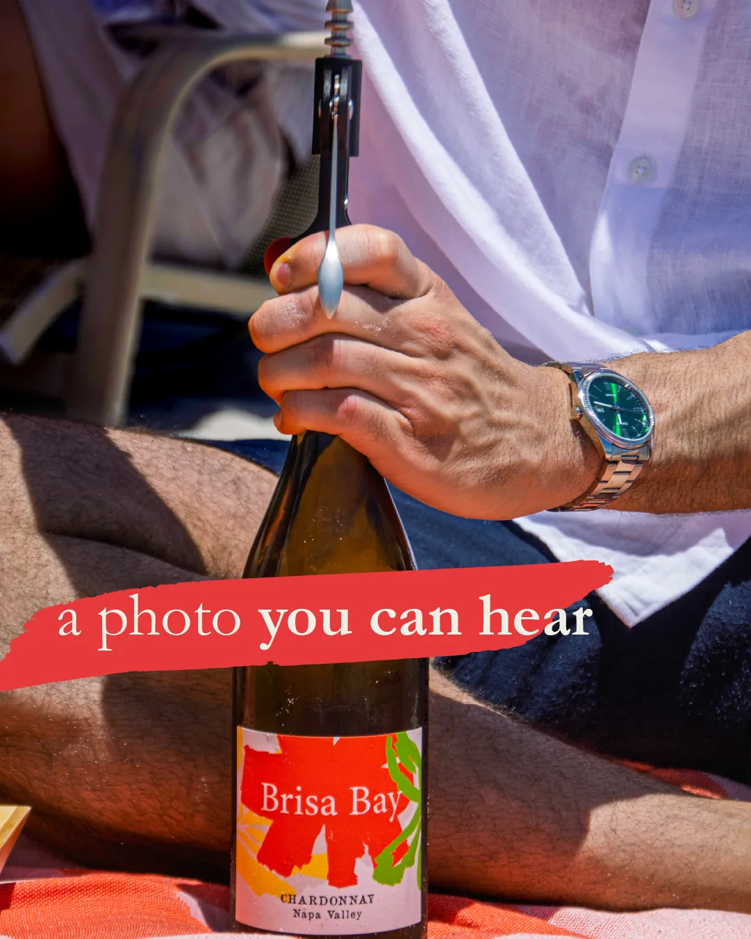 Opening a bottle of Brisa Bay