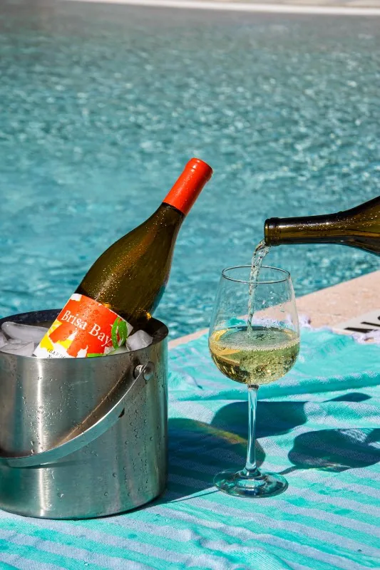 Brisa Bay Chardonnay chilling by the pool